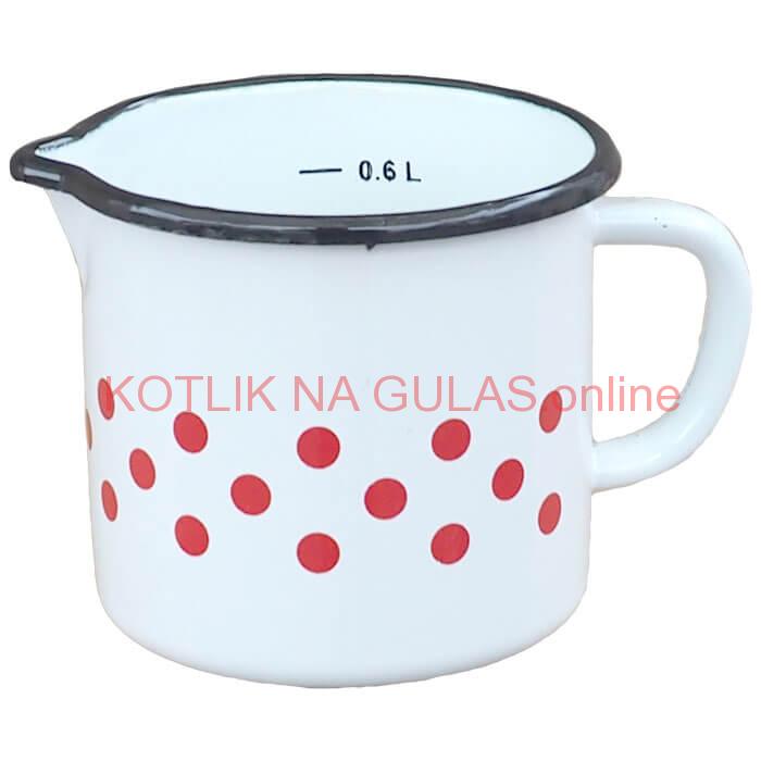 Smaltovaný hrnček s uškom 0,6 L - bodkovaný