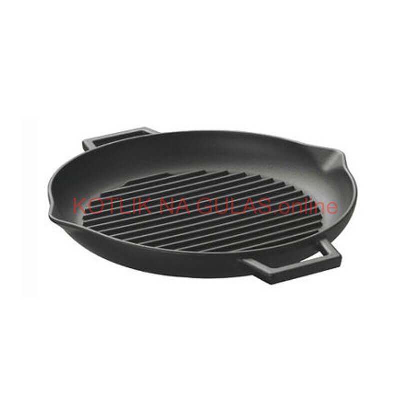 Liatinová panvica na grilovanie 31 cm s výlevkami BBQ