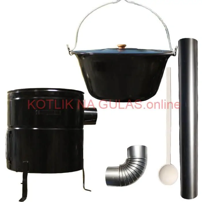Smaltovaný kotlík 50 L (1,2 mm) + kovová kotlina 53 CLASSIC (KOV) + dymovod Max Party