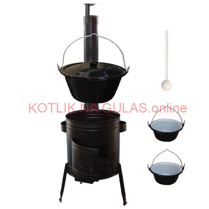 Smaltovaný kotlík 30 L (1,2 mm) + kovová kotlina 45 CLASSIC (KOV) + 2 smaltované servírovacie kotlíky 0,8 L