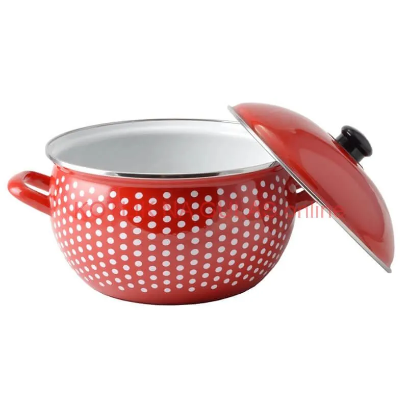 Smaltovaný hrniec 6 l červený 24 cm (bodkovaný)