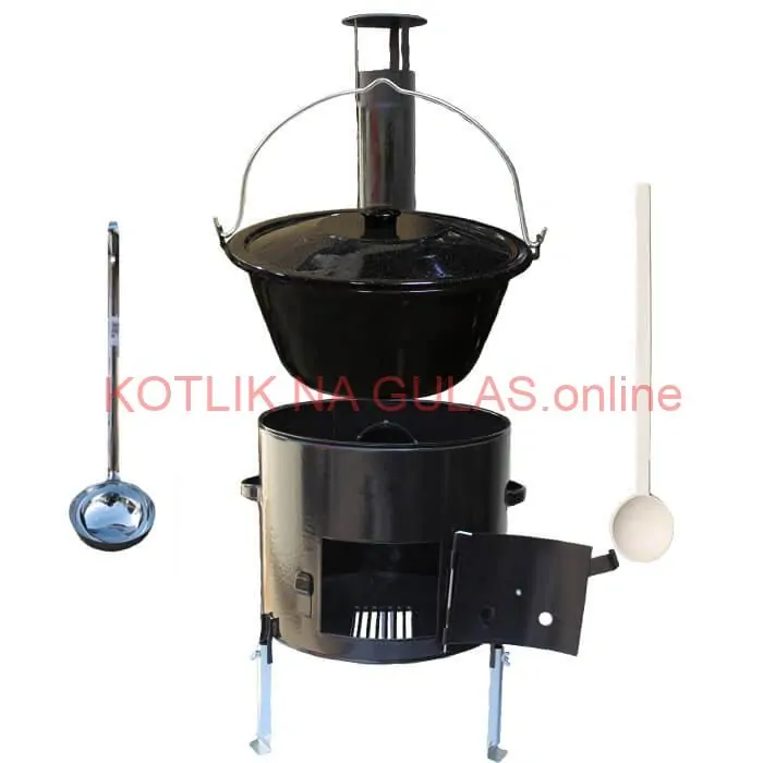 Smaltovaný kotlík 30 L (1,2 mm) + smaltovaná kotlina 45 cm + vareška a naberačka Easy party