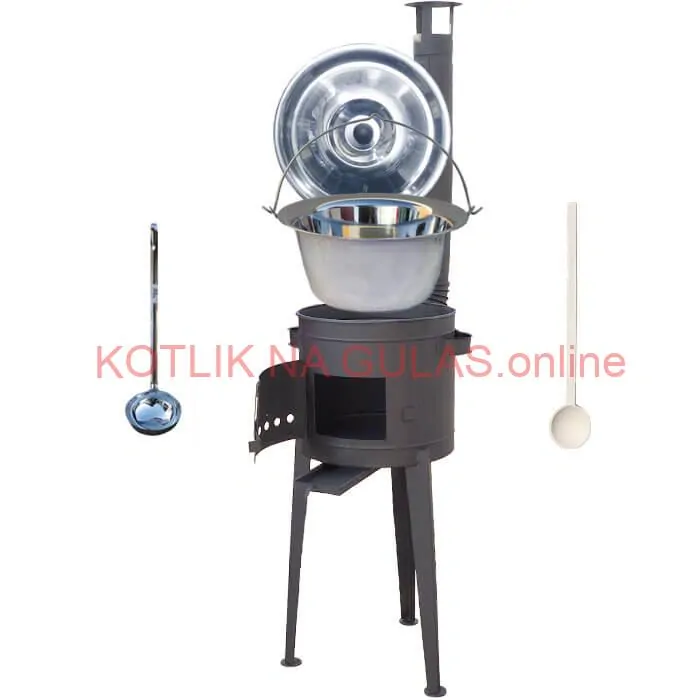 Nerezový kotlík 20 L (1,2 mm) INOX + vysoká žiaruvzdorná kotlina (2,0 mm) HODO 42 cm PLUS 600 + vareška + naberačka