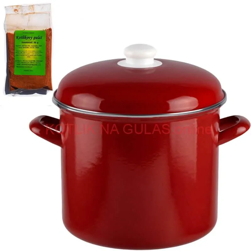 Smaltovaný hrniec s pokrievkou 8,6 L červený + pikantná zmes korenia 50 g Kotlíkový guláš