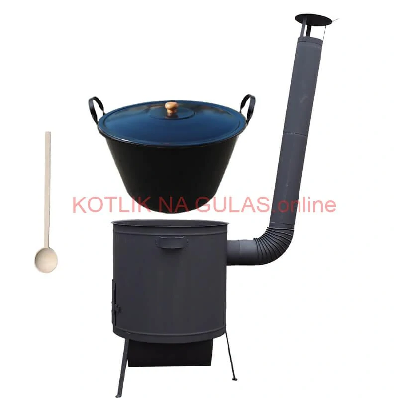 Smaltovaný kotol 70 L na zabíjačku + žiaruvzdorná kotlina 53 PLUS 600 4 MM + vareška