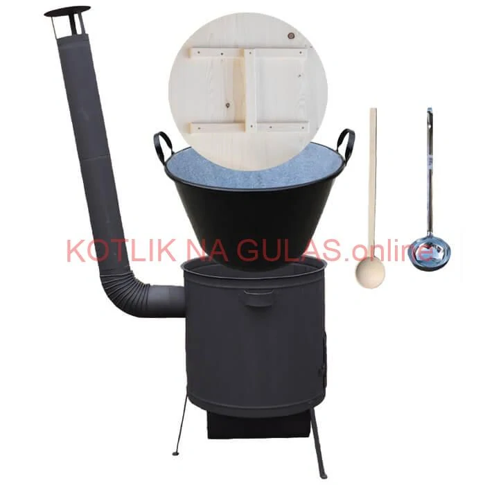 Smaltovaný kotol 100 L + žiaruvzdorná kotlina 42 PLUS 600 4 MM + varecha a naberačka BIG PARTY