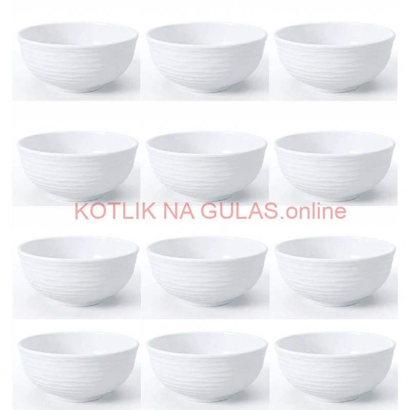 Set 12 ks: Prémiové biele misky s kamennou štruktúrou (750 ml)