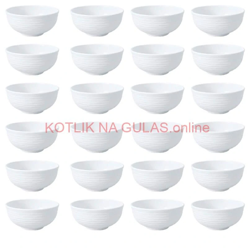 Set 24 ks: Prémiové biele misky s kamennou štruktúrou (750 ml)