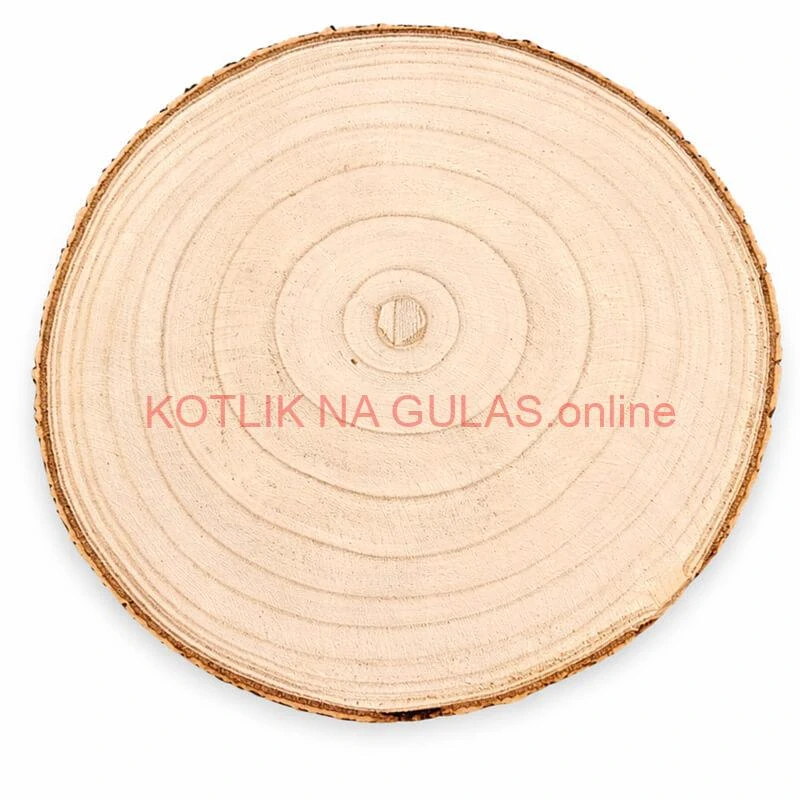 Drevený podnos z prírodného plátku dreva s kôrou Ø 20–24 cm