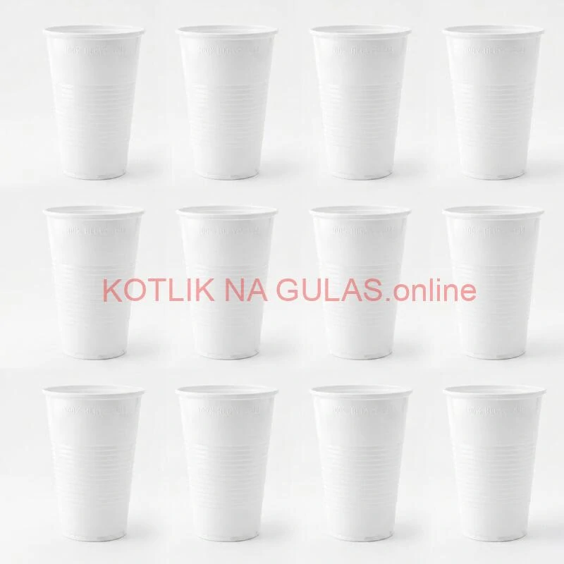 Jednorazový plastový biely pohár na studený nápoj 300 ml – 12 ks