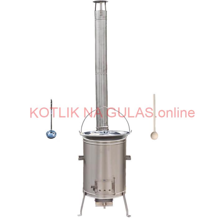 Nerezový kotlík 20 L (1,5 mm) + nerezová kotlina 42 cm + vareška a naberačka LUX