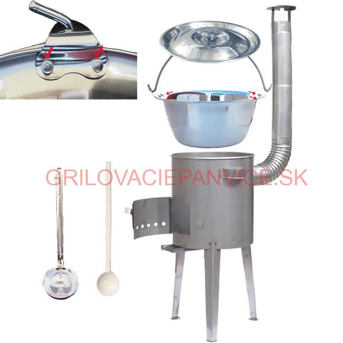 Zosilnený nerezový kotlík 20 L + nerezová kotlina 42 cm LUXUS