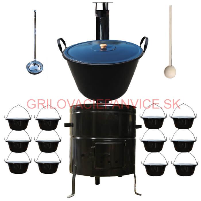 Smaltovaný kotol 70 L + servírovacie kotlíky (12 ks) BIG PARTY