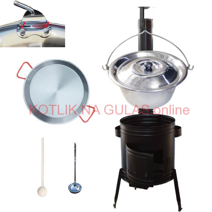 Paella oceľová panvica 46 cm s nerezovým kotlíkom 20 L (0,8 mm) a kotlinou