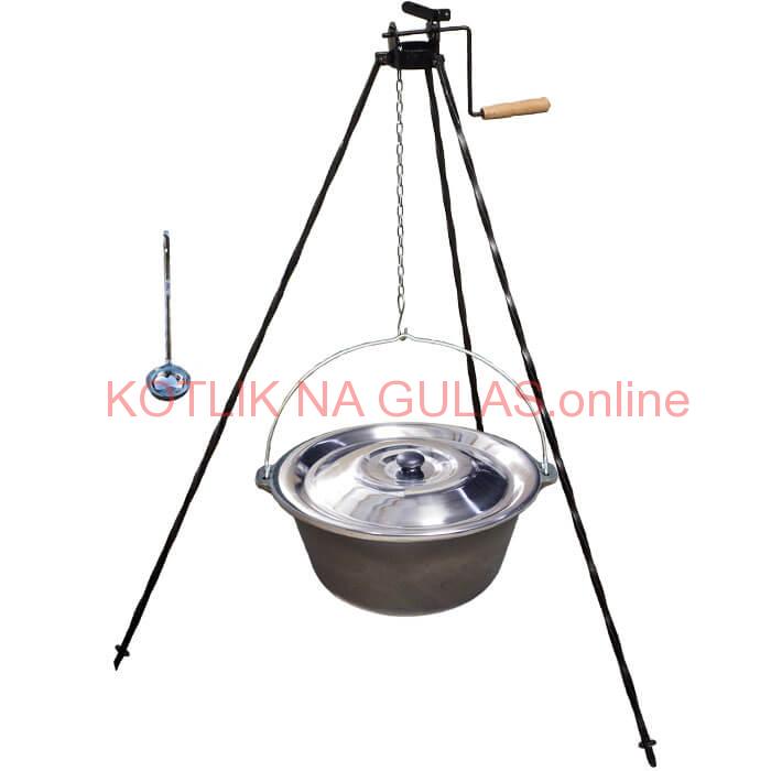 Liatinový kotlík 10,8 L + stojan s kladkou VAR