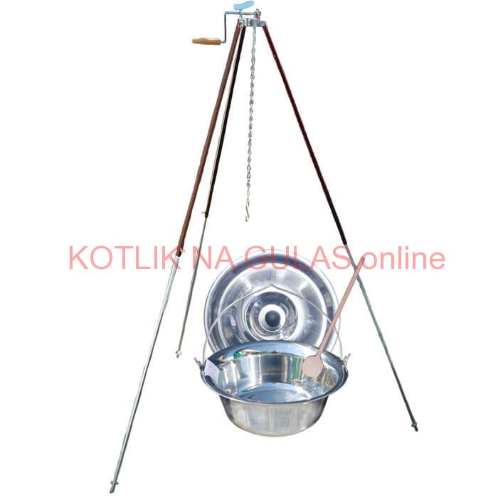 Antikorový kotlík 20 L (1,2 mm) + teleskopická trojnožka s poistnou kladkou + pokrievka