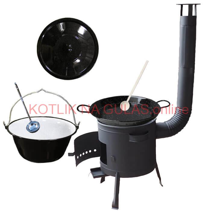 Smaltovaný kotlík 20 L + Paella smaltovaná panvica 46 cm + žiaruvzdorná nízka kotlina 42 PLUS 600