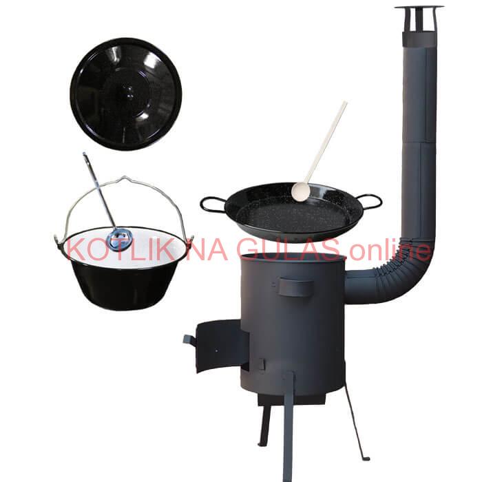 Smaltovaný kotlík 16 L + Paella smaltovaná panvica 42 cm + žiaruvzdorná kotlina 39 PLUS 600 4 MM