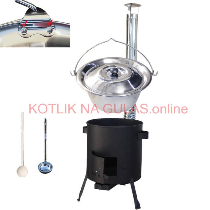 Antikorový kotlík 20 L (0,8 mm) zosilnený s nitmi + žiaruvzdorná kotlina (1 mm) 42 PLUS 600