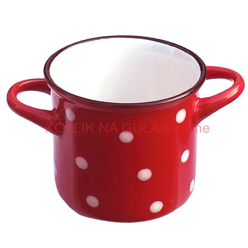 Keramický hrnček na polievku – červený DECOR