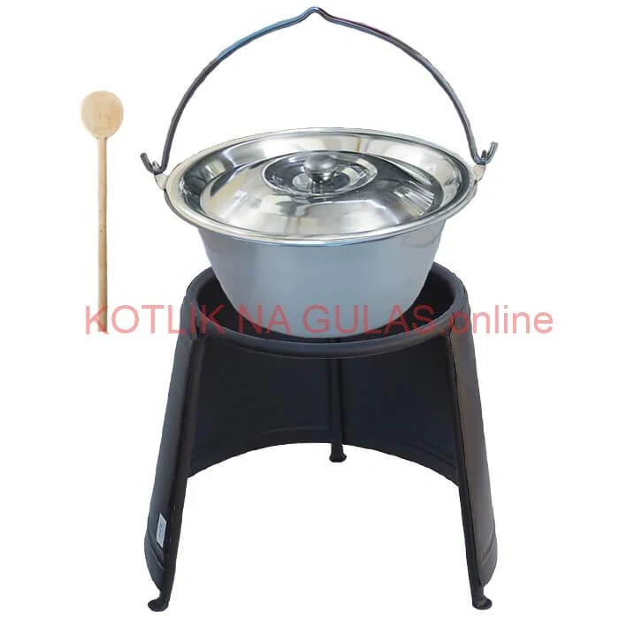Nerezový kotlík 10 L (0,8 mm) + pokrievka + chránič plameňa