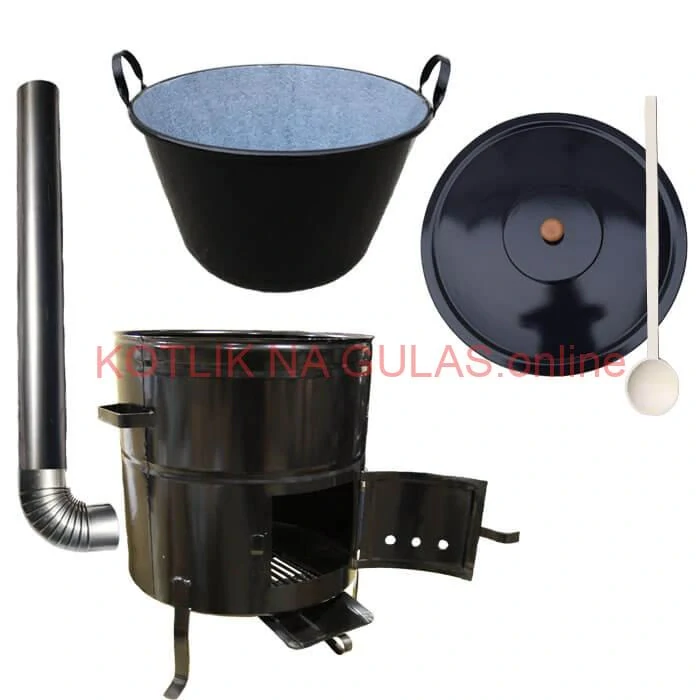 Zabíjačkový smaltovaný kotol 50 L + kovová kotlina 50 cm + dymovod