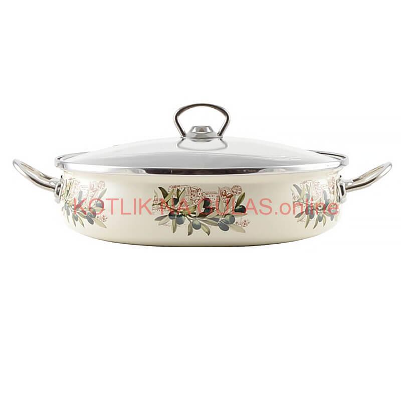 Smaltovaná rajnica s pokrievkou 30 cm OLIVA
