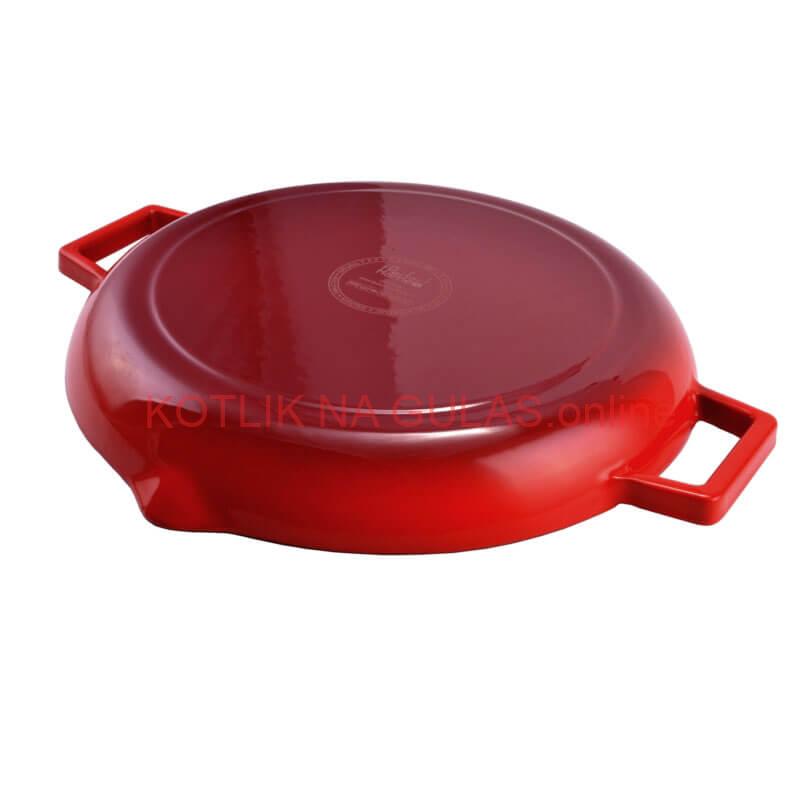 Liatinová posmaltovaná panvica na grilovanie 31 cm s výlevkami BBQ