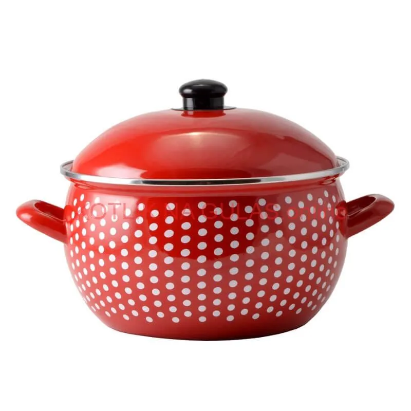 Smaltovaný hrniec 6 l červený 24 cm (bodkovaný)