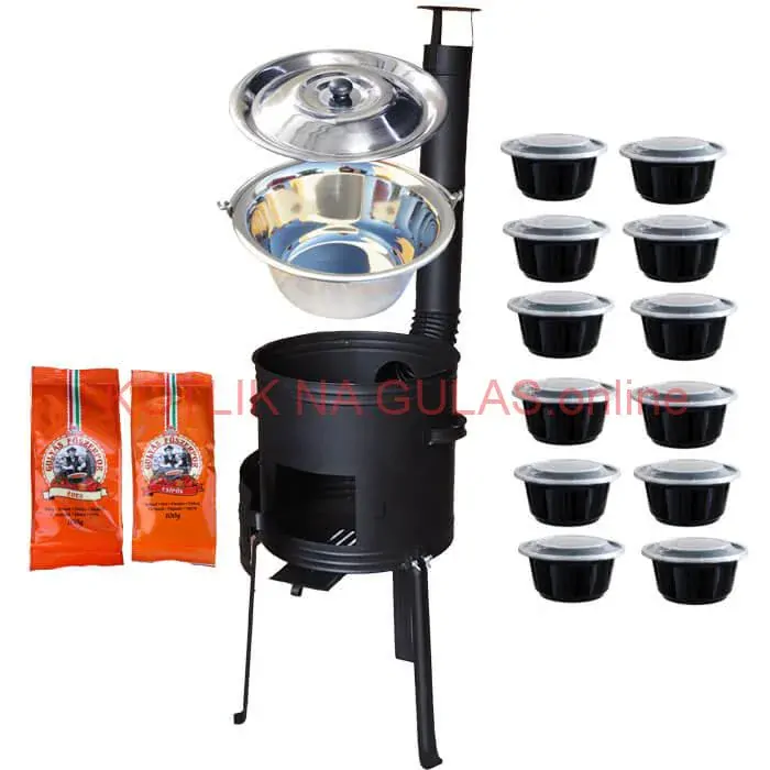 Nerezový kotlík 22 L (0,8 mm) INOX + žiaruvzdorná kotlina 42 cm Plus 700 + misky 12 ks + 2 x korenie na guláš 100 g