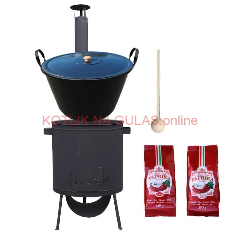 Smaltovaný kotol 60 L na zabíjačku + žiaruvzdorná kotlina 53 PLUS 600 4 MM + sladká a štipľavá paprika + vareška