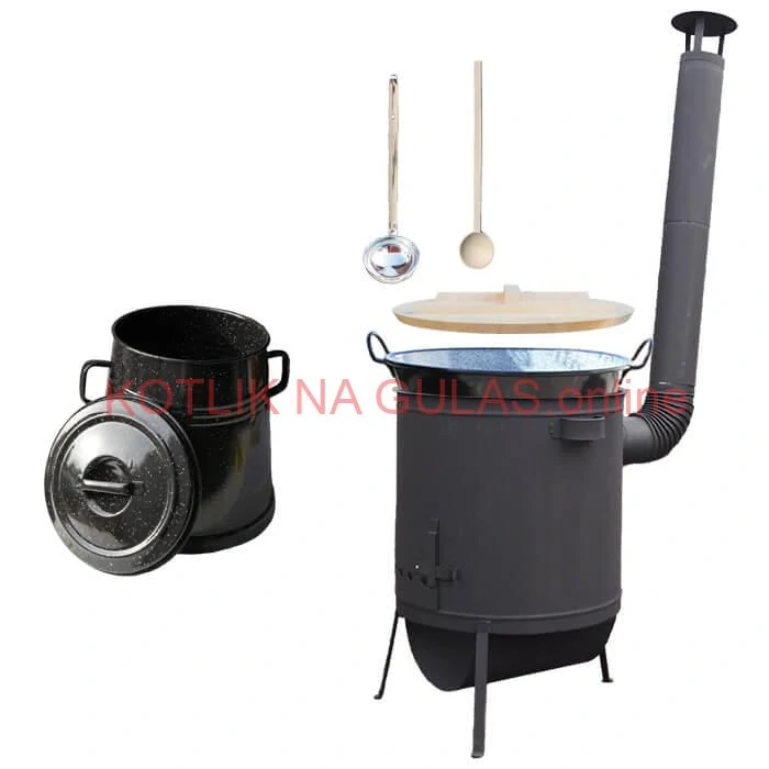 Smaltovaný kotol 100 L + žiaruvzdorná kotlina 42 PLUS 600 4 MM + Nádoba na masť 10 L