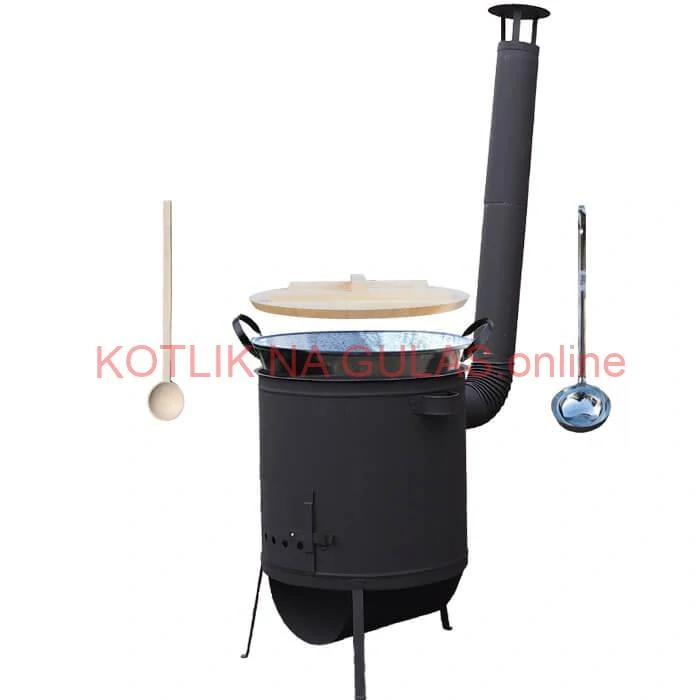 Smaltovaný kotol 100 L + žiaruvzdorná kotlina 42 PLUS 600 4 MM + varecha a naberačka BIG PARTY