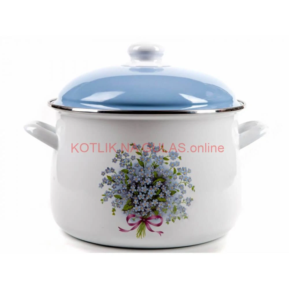 Smaltovaný hrniec s kvetinovým vzorom – Nezábudka 3 l + pokrievka