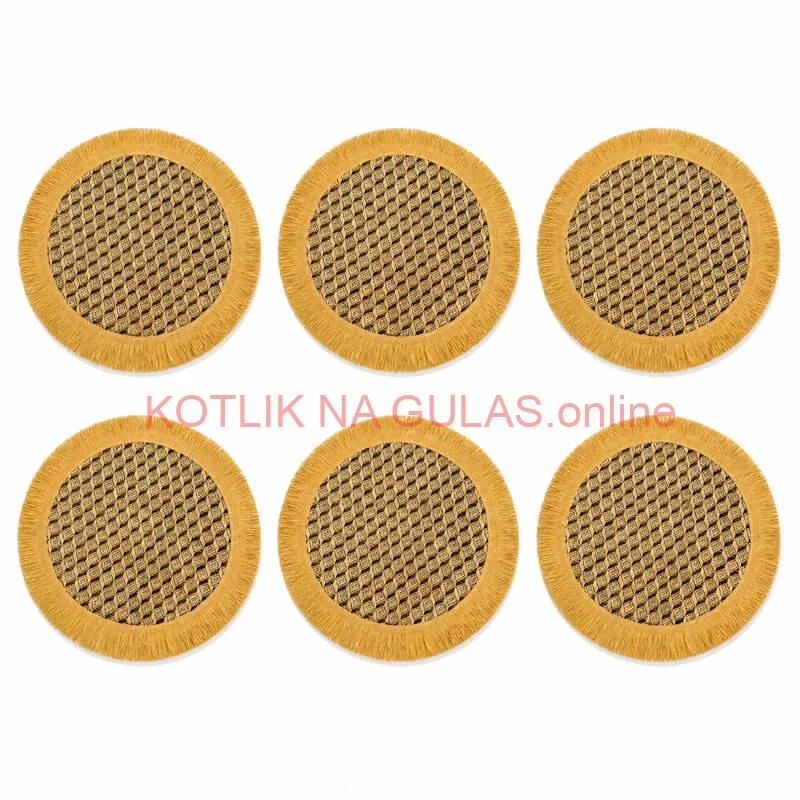 Prírodné podložky pod tanier so strapcami 37 cm, 6 ks