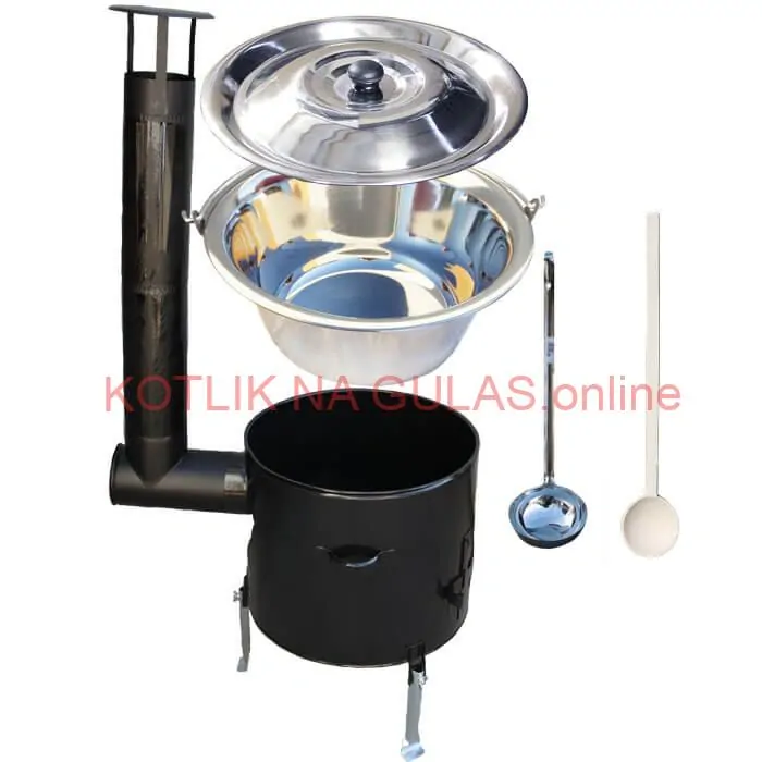 Antikorový kotlík 14 L (0,8 mm) + smaltovaná kotlina 36 cm + vareška a naberačka Easy party