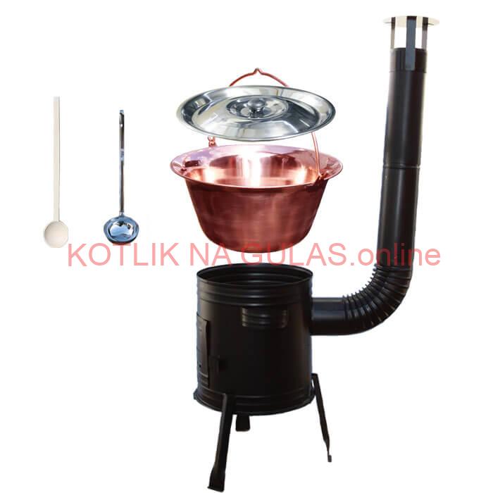 Medený kotlík 20 L (1,2 mm) + kovová kotlina 39 CLASSIC (KOV) + vareška a naberačka PARTY