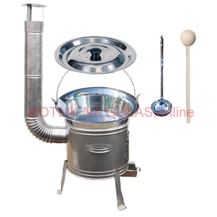 Antikorový kotlík 20 L (1,2 mm) + nerezová kotlina 42 cm + vareška a naberačka TOPLUX