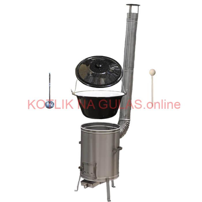 Smaltovaný kotlík 22 L (1,2 mm) + nerezová kotlina 42 cm + vareška a naberačka LUX