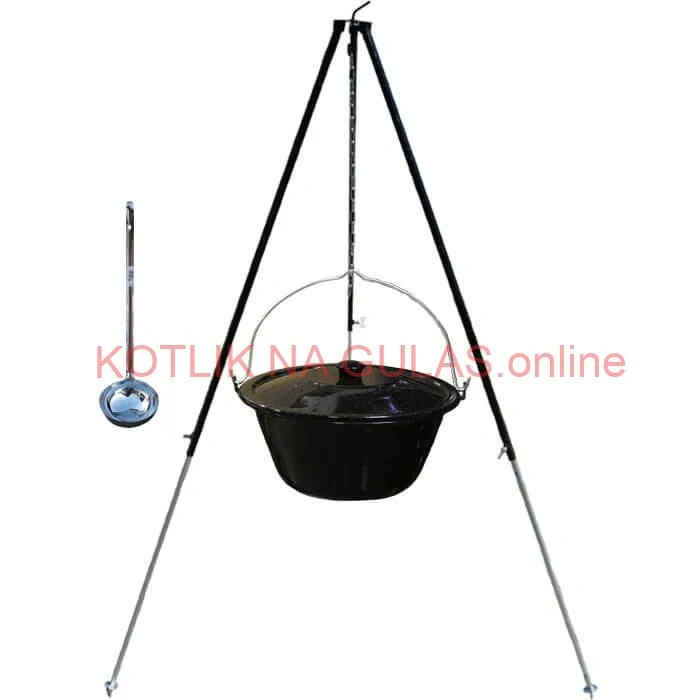 Smaltovaný kotlík 30 L + pokrievka + teleskopická trojnožka 1,40 m
