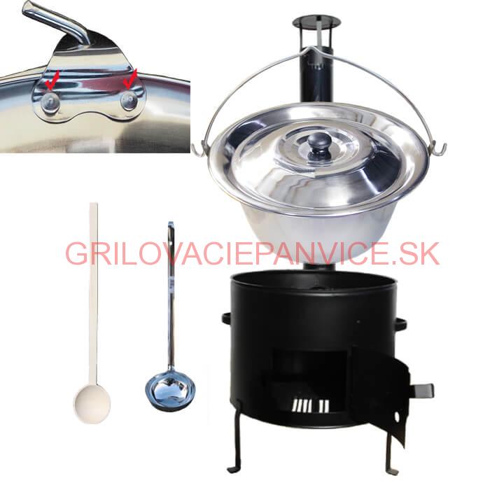 Smaltovaný kotlíkový set 42 cm + zosilnený nerezový kotlík 20 L