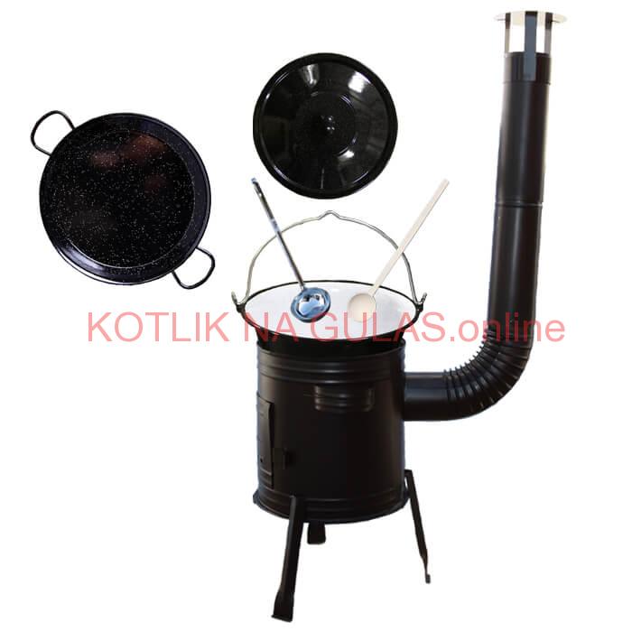 Paella smaltovaná panvica 46 cm so smaltovaným kotlíkom 20 L (1,2 mm) a kotlinou