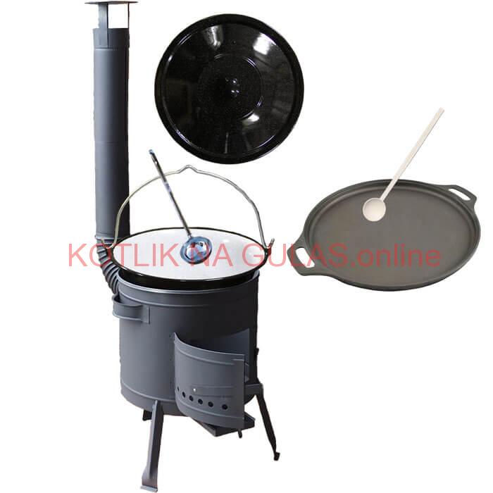 Smaltovaný kotlík 20 L (1,2 mm) + Liatinová panvica 43 cm + žiaruvzdorná kotlina 42 PLUS 600