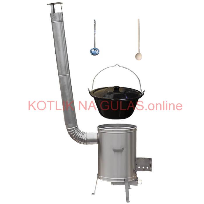 Smaltovaný kotlík 25 L (1,2 mm) + nerezová kotlina 42 cm LUX  + vareška a naberačka