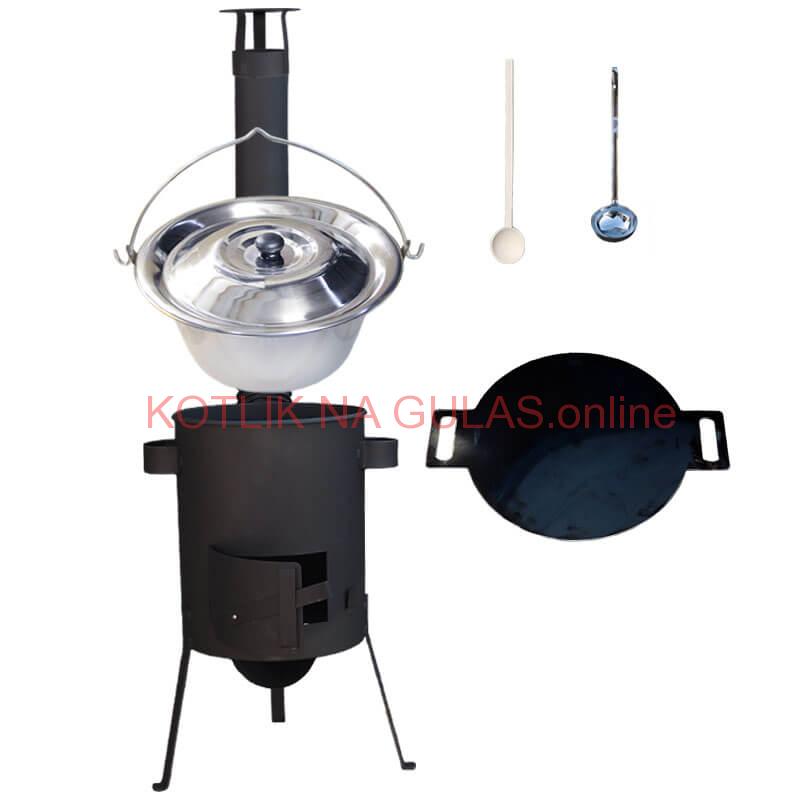 Nerezový kotlík 20 L (1,2 mm) INOX + železná panvica 44 cm UNI + kotlina 42 cm PLUS 600 4 MM