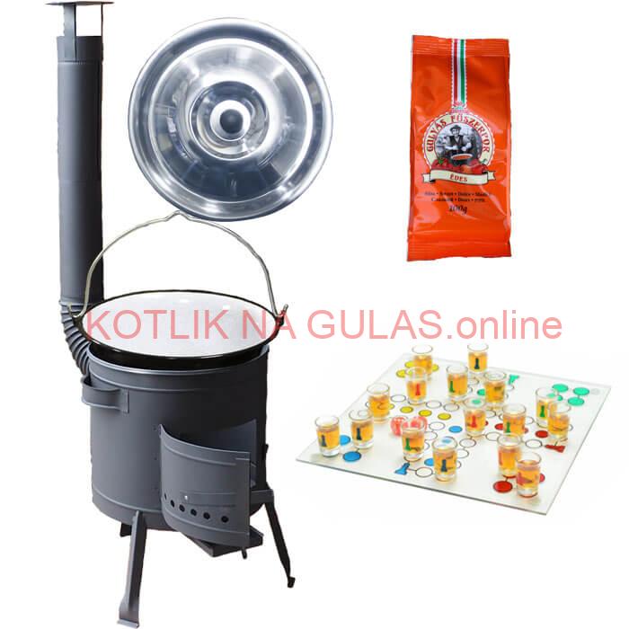 Smaltovaný kotlík 25 L (1,2 mm) + korenie + človeče pi už + nízka žiaruvzdorná kotlina 42 PLUS 600
