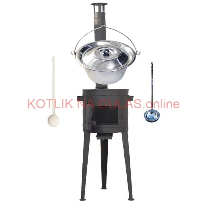 Nerezový kotlík 22 L (0,8 mm) + vysoká žiaruvzdorná kotlina (2,0 mm) HODO 42 cm PLUS 600 + vareška + naberačka