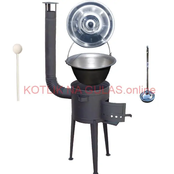 Nerezový kotlík 20 L (1,5 mm) + vysoká žiaruvzdorná kotlina (1,5 mm) HODO 42 cm PLUS 600 + vareška + naberačka