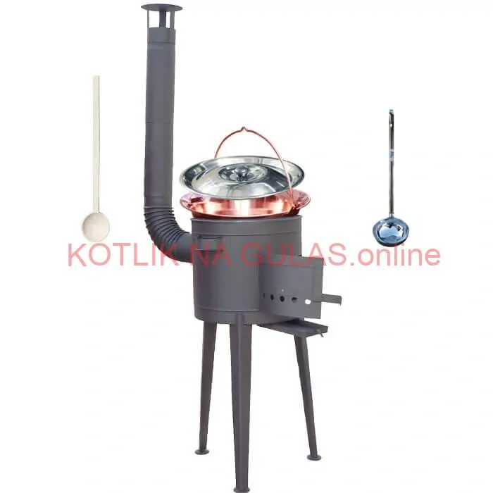 Medený kotlík 20 L (1,2 mm) + vysoká žiaruvzdorná kotlina (1,5 mm) HODO 42 cm PLUS 600 + vareška + naberačka