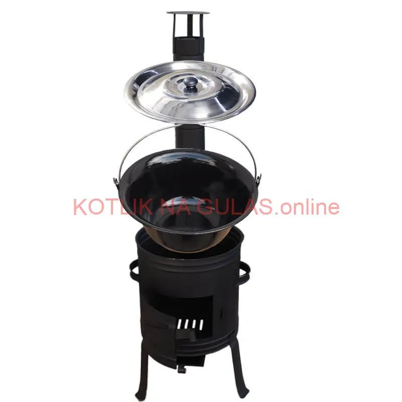 Smaltovaný kotlík 11 L BLACK + nerezová poklice INOX + žáruvzdorná kotlina 33 cm Plus 700